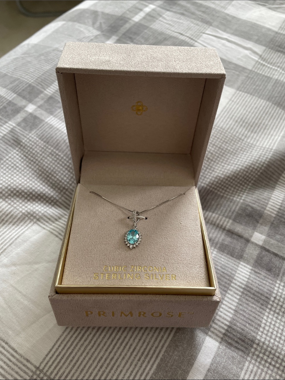Primrose Aquamarine Cubic Zirconia & Silver Pendant Necklace
